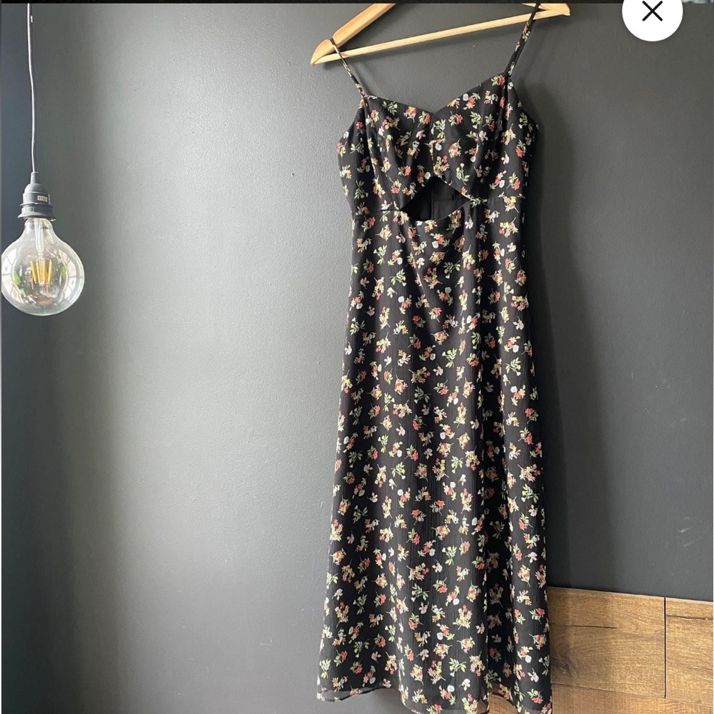 Bailey44 Black Floral Headwind Cutout Midi Dress